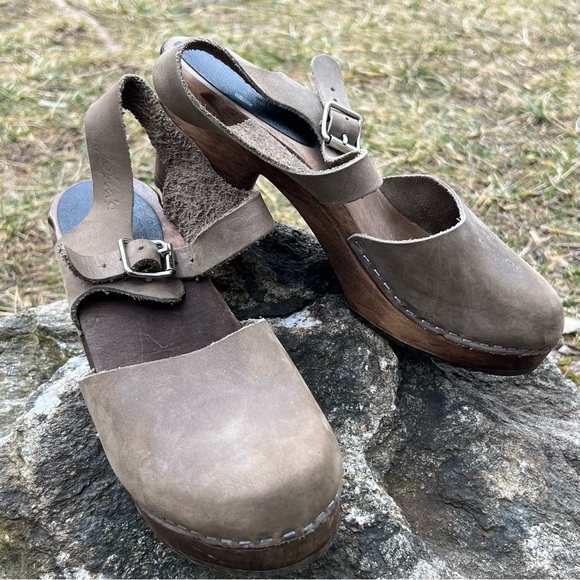 Lotta From Stockholm Shoes - Lotta From Stockholm Swedish Highwood Oiled Nubuck 3/4” Heeled Clogs